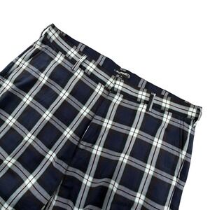 Gotcha Shorts Mens 36 Navy Blue White Plaid Check Flat Front Casual Golf